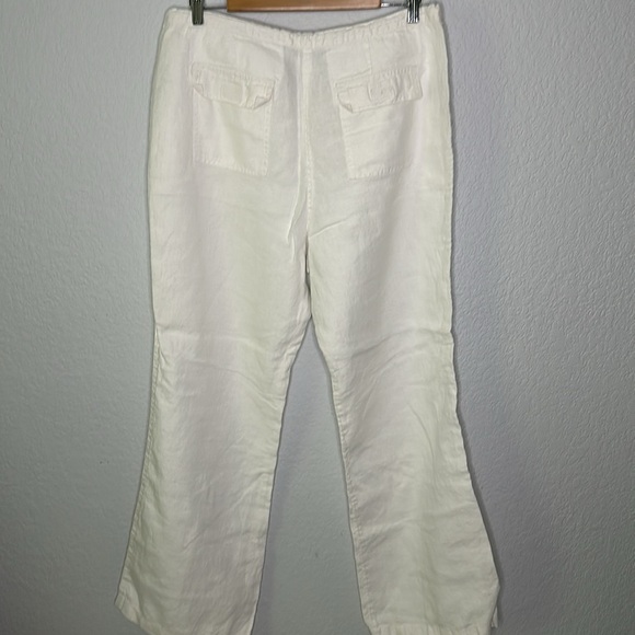 J.Jill White Linen Wide Leg Pants Drawstring Waist 14 - Picture 6 of 14